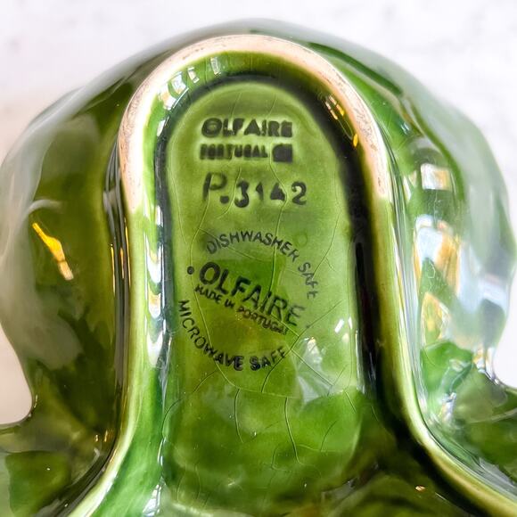 Large 12in Olfaire Three Leaf Cabbage Dish Nut Dish Tapas Serving Portugal - Picture 8 of 8